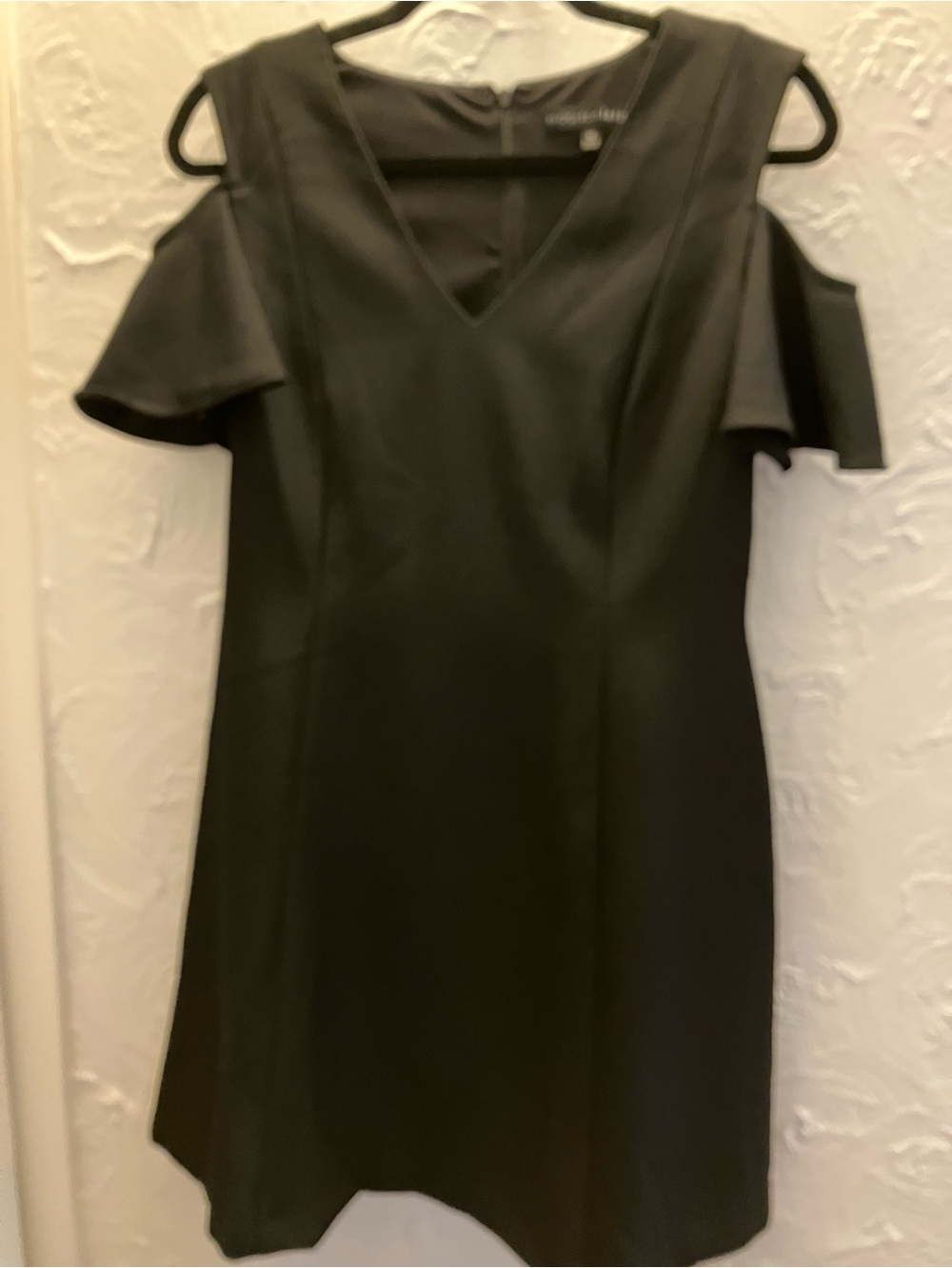 madison leigh Black Cold-Shoulder V-Neck Mini Dress